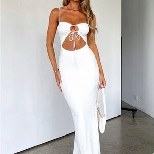 White Fox Boutique Elegant White Cut-Out Maxi Dress